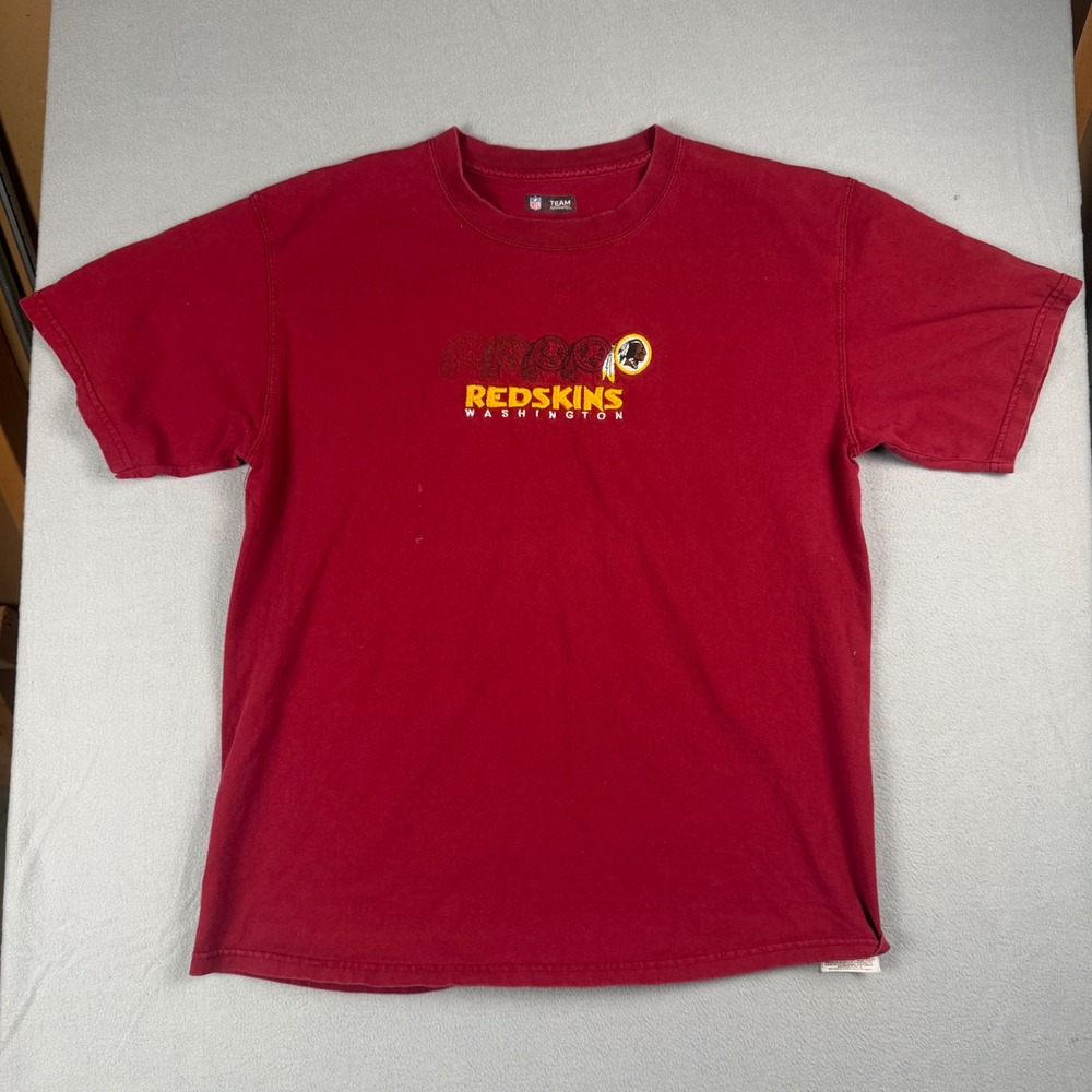 NFL Team Apparel Washington Redskins T-Shirt Mens Large Burgundy Red Embroidered